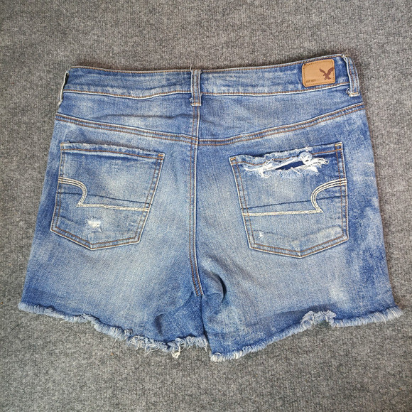 American Eagle Cut Off Denim Shorts Women Size 8 Distressed Tomgirl Button Fly - Picture 3 of 11